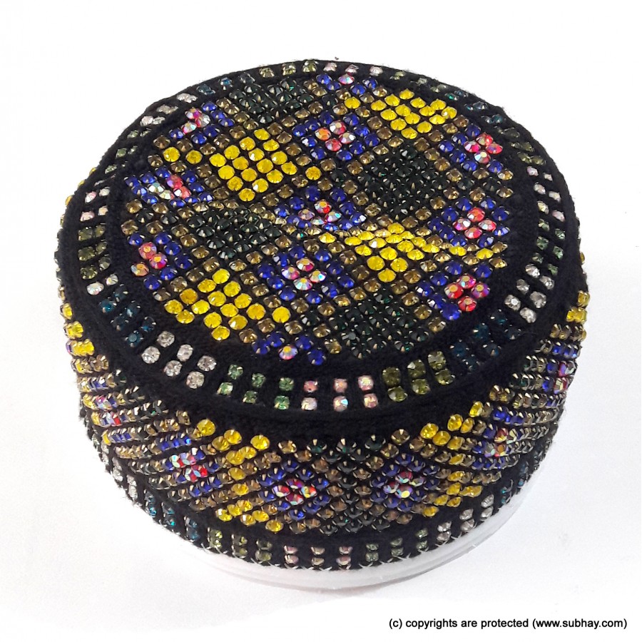 Multi Color Round Full Sindhi Nagina /  Zircon Cap or Topi MKC-811